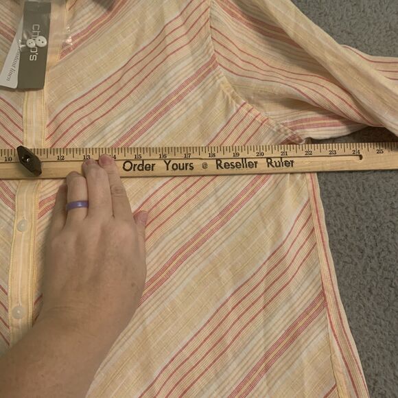 Chicos Womens 2 Large Blouse 100% Linen Button Up Tunic Blouse No Iron 3/4 NWT - Picture 4 of 6